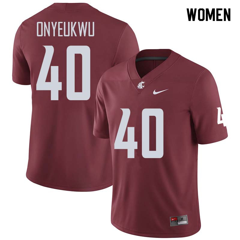 Women #40 Chima Onyeukwu Washington State Cougars College Football Jerseys Sale-Crimson